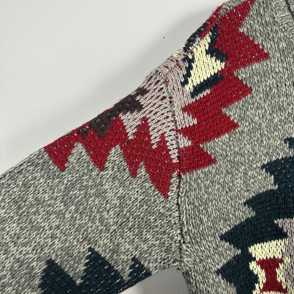 Lucky Brand Men's‎ XXL Sweater Grey Red Southwestern Geometric Knit 149504 - Picture 10 of 12